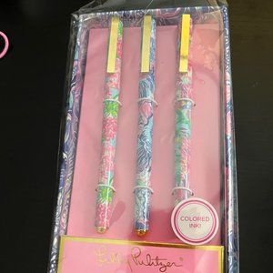 Lilly Pulitzer Colored Pen Set of 3, Includes Pink/Blue/Green Ink